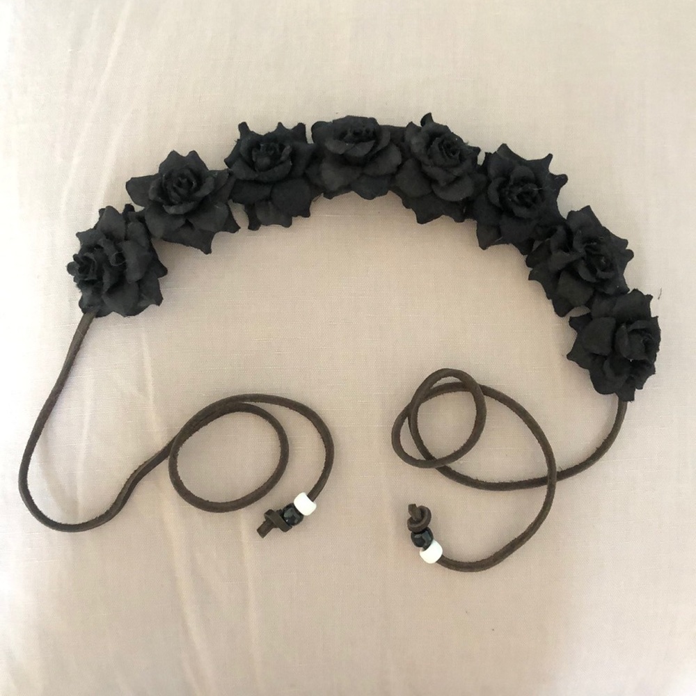 Black rose flower crown